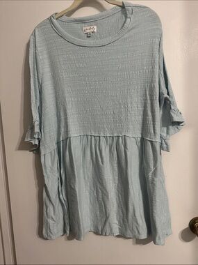 Wonderly Pale Blue Textured Peasant Tunic